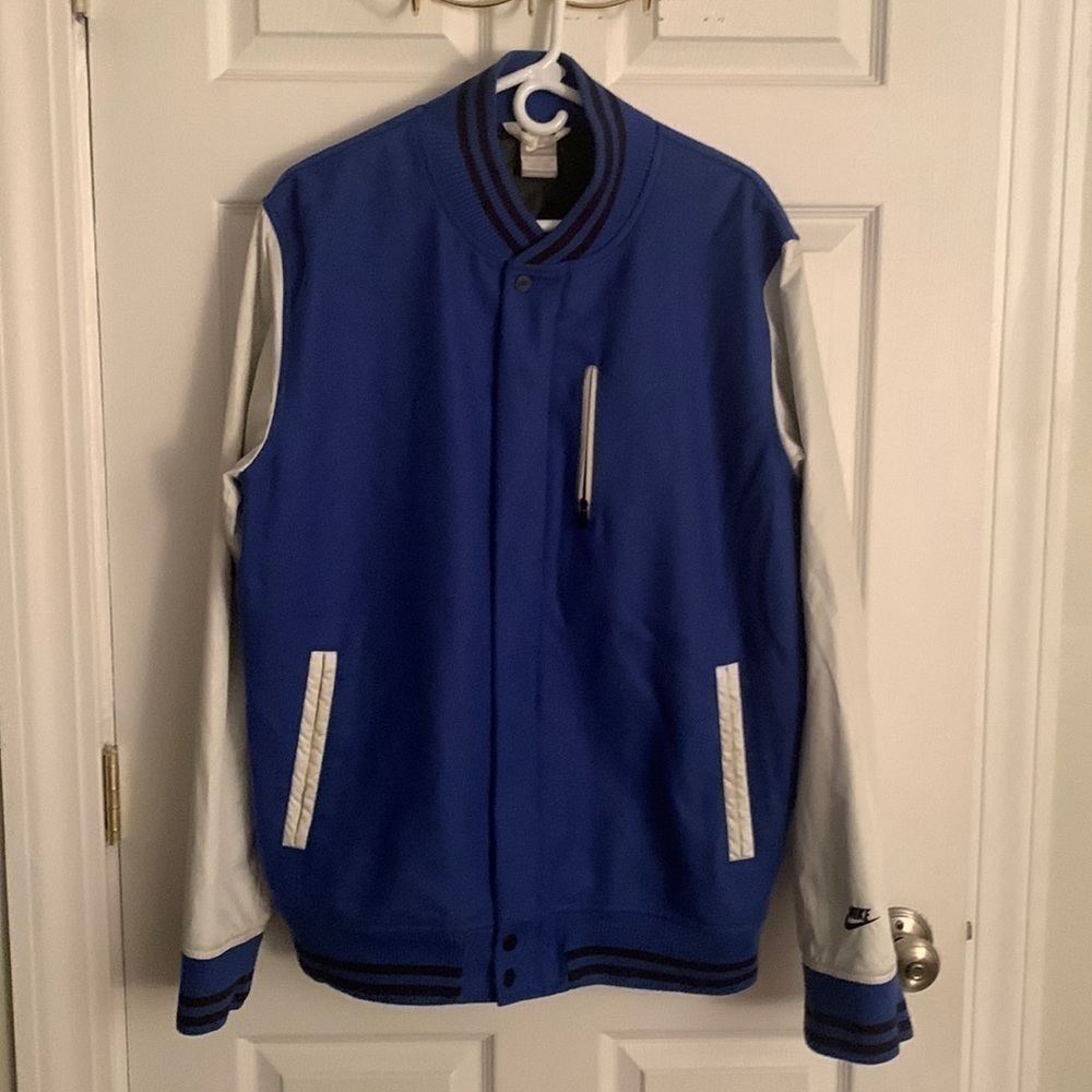 Nike Blue & White Varsity Style Jacket Size XL